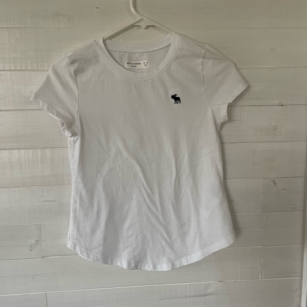 Abercrombie Kids White Tee with Navy Logo